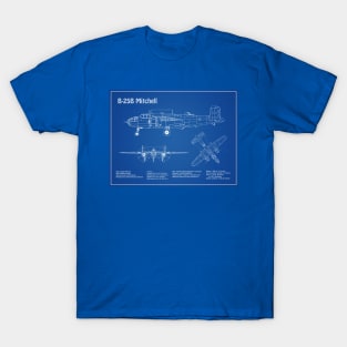 B-25B Mitchell Doolittle - Airplane Blueprint - AD T-Shirt